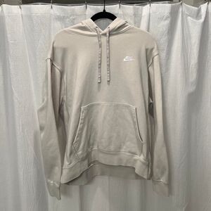 Cream Nike embroidered logo hoodie